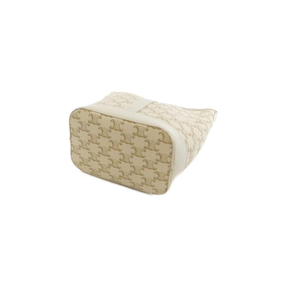 Celine Bag White Canvas Bucket Triomphe White